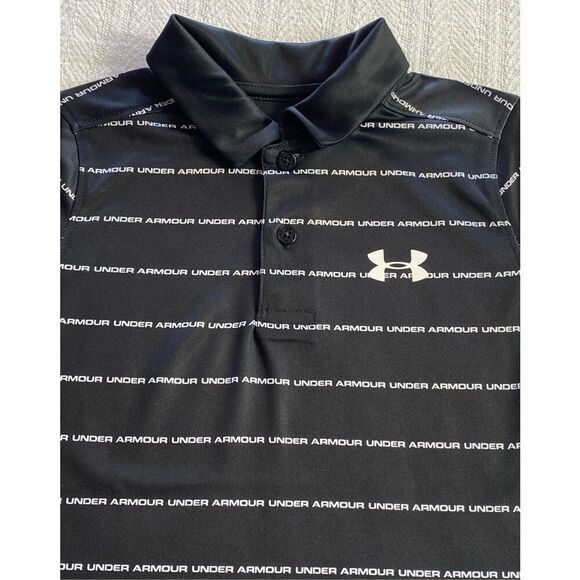 UNDER ARMOUR BOYS SIZE 7 WORDMARK STRIPED POLO - Picture 2 of 9